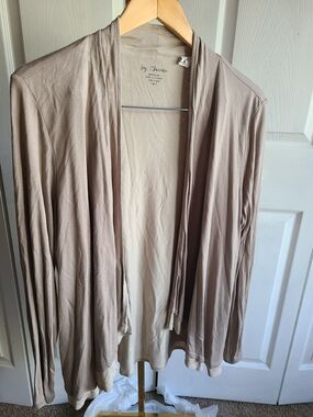Chico's Neutral Taupe Open-Front Drapey Cardigan